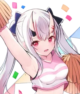😜 Anime, Cheerleader, Cornes, Mignon, Rose, Fille, Idole telegram sticker