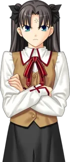 😠 Rin Tohsaka Fate/stay night Anime, Chica, Uniforme escolar, Enfadada whatsapp sticker