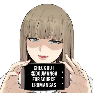 📲 CHECK OUT @DOUMANGA FOR SOURCE EROMANGAS манга, додзинси, эроманга, источник, онлайн, фанарт, японский telegram sticker