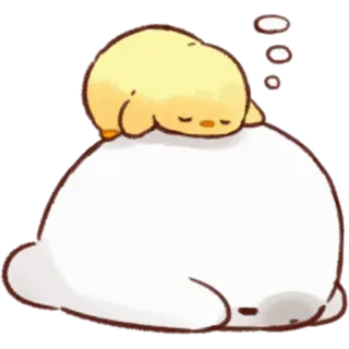 🤩 lindo, dormilón, pollito, descansando, adorable, dibujo animado, animal whatsapp sticker