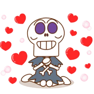 😍 kerangka, hati, kartun, cinta, lucu telegram sticker