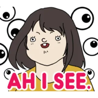 ✳️ AH I SEE. mata, kartun, gadis, wajah, ekspresi, lucu telegram sticker