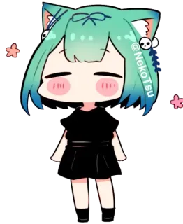 😊 NekoTsu Anime, Garota, Orelhas de gato, Chibi, Fofo telegram sticker