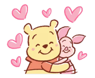 ❤ Winnie the Pooh Винни Пух, Пятачок, дружба, любовь, сердце, мультфильм telegram sticker