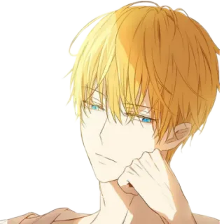 ✨ อนิเมะ, มังงะ, ผมสีทอง, ตาสีฟ้า, ผู้ชาย, ตัวละคร telegram sticker