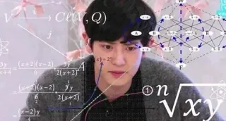 🤔 (x)-2 confundido, matemáticas, pensando, expresión, ecuación, celebridad coreana telegram sticker