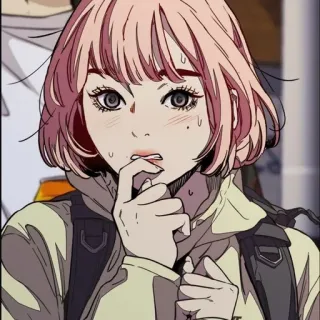 🌟 anime, ragazza, capelli rosa, carina, zaino telegram sticker