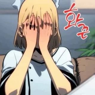 🕯 화끈 anime, manga, phản ứng, xấu hổ, Hàn Quốc telegram sticker