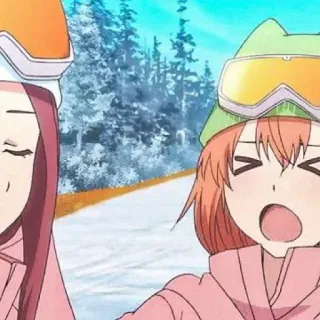 🧩 Anime, Neige, Ski, Dessin animé, Sports d'hiver, Amis telegram sticker