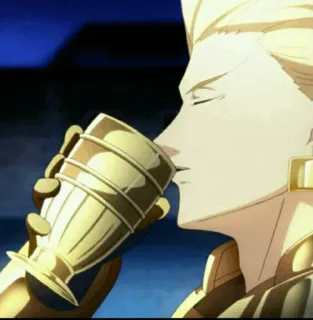 ✨ Gilgamesh Fate/Zero Anime, Gilgamesz, Złoty, Puchar, Picie telegram sticker