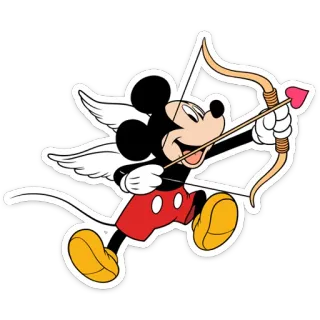 😇 Mickey Mouse cartoon, cupid, disney, love, mouse, arrow, heart telegram sticker