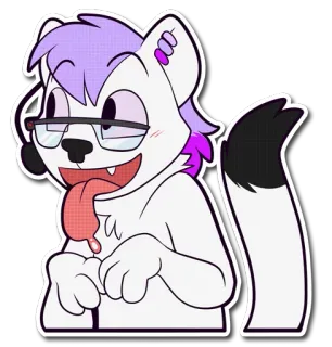 😝 Furry, Animal, Desenho animado, Óculos, Cachorro, Língua telegram sticker