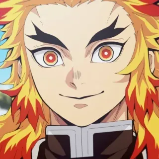 🔥 Kyojuro Rengoku Demon Slayer Аниме, Клинок, рассекающий демонов, Ренгоку, Огонь, Персонаж, Улыбающийся telegram sticker