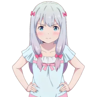 😑 Аниме, Девушка, Мультфильм, Иллюстрация, Персонаж, Милый telegram sticker