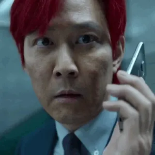 😐 人, 西装, 红发, 电话, 鱿鱼游戏 telegram sticker