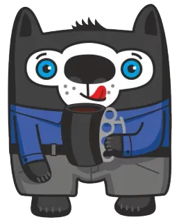 🤠 개, 머그컵, 동물, 캐릭터, 만화 telegram sticker