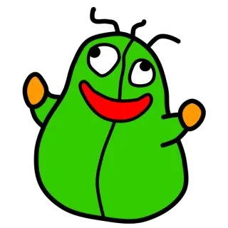😄 Dessin animé, Blob, Vert, Personnage, Illustration whatsapp sticker