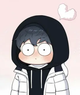 😯 만화, 소년, 귀여운, 치비, 하트, 후드티 telegram sticker