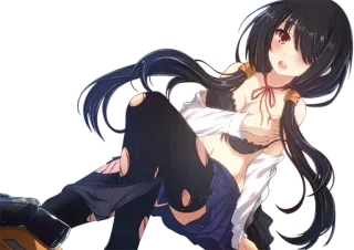 😏 anime, garota, arma, pistola, sexy, cabelo preto telegram sticker