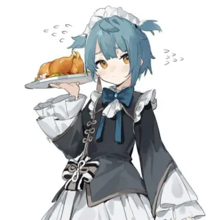 📎 Anime, Maid, Servire cibo, Carino, Illustrazione whatsapp sticker