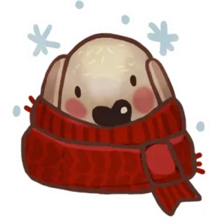 🌨 invierno, perro, lindo, bufanda, copos de nieve, animal whatsapp sticker