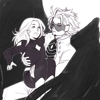 ❤️ Hawks My Hero Academia anime, hawks, wings, hero, carrying, rescue whatsapp sticker