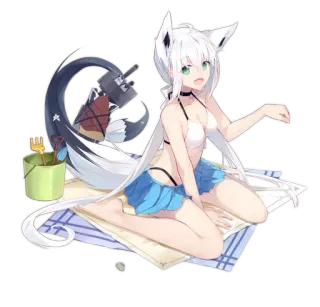 🏖 anime girl, bikini, beach, cute, summer, sand, kawaii whatsapp sticker