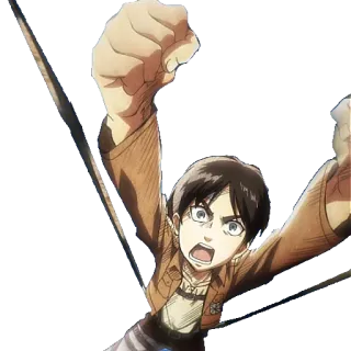 🎉 Eren Yeager Attack on Titan アニメ, 進撃の巨人, エレン・イェーガー, アクション, 格闘 telegram sticker