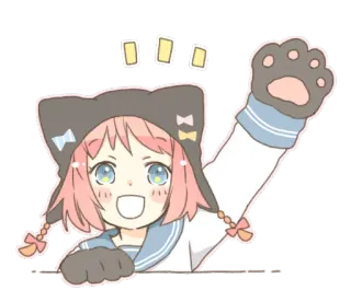 😀 anime, kawaii, cat, girl, cute, cartoon, illustration whatsapp sticker