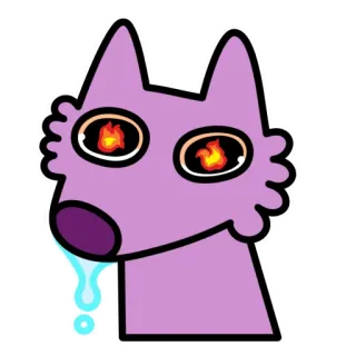 🥵 loup, dessin animé, animal, violet, monstre telegram sticker