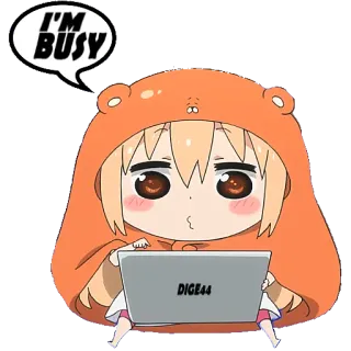 ⭕️ I'M BUSY occupé, animé, portable, ours, sweat à capuche, mignon whatsapp sticker