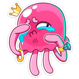 😭 cartoon, cute, cry, ring, jellyfish, sad telegram sticker
