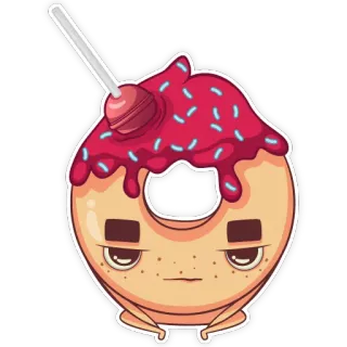 😒 donat, makanan, makanan penutup, permen, lolipop, kartun, stiker telegram sticker