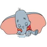 😥 Dumbo éléphant, dessin animé, triste, pleurs, Disney, personnage telegram sticker