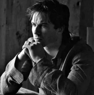 ▪️ Ian Somerhalder aktor, celebryta, portret, czarno-białe, mężczyzna telegram sticker