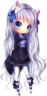 ☺️ アニメ, ちび, 猫耳, かわいい, マンガ, 可愛い, 女の子 telegram sticker