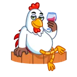 🍷 frango, vinho, bebendo, desenho animado, animal, pássaro telegram sticker
