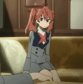 🔗 Miku Darling in the Franxx Anime, Miku, Darling in the Franxx, Cartoon, Vrouwelijk, Personage telegram sticker