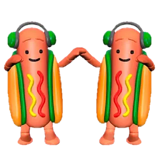 🌭 cachorro-quente, comida, fones de ouvido, desenho animado, fofo, dança, adesivo telegram sticker