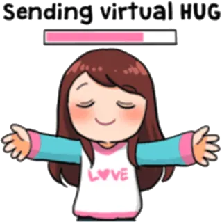 💕 Sending virtual HUG Объятие, Виртуальное объятие, Любовь, Дружба, Шлю любовь, Мультфильм telegram sticker