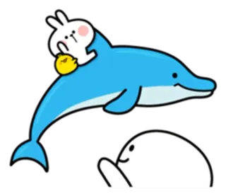 🐬 rabbit, dolphin, cute, animal, cartoon telegram sticker