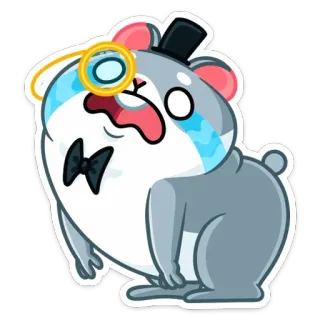 😭 hamster, monocle, bow tie, top hat, cute, cartoon telegram sticker