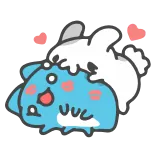 😘 fofo, animais, kawaii, desenho animado, coelho, criatura azul telegram sticker