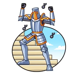 🕺 knight, armor, music, stairs, dancing telegram sticker