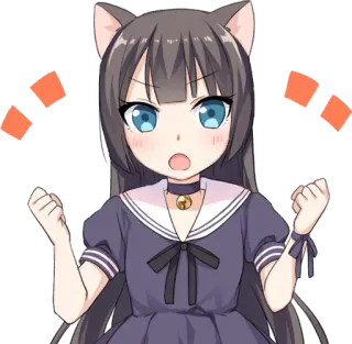 💪 Anime, Catgirl, Aufgeregt, Kawaii, Manga, Katzenohren, Süß telegram sticker
