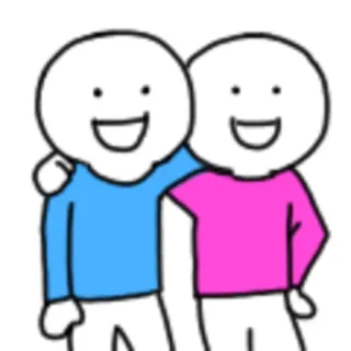 👯‍♂ friendship, cartoon, minimalist, stick figures, hugging, simple whatsapp sticker