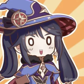 😳 Mona Genshin Impact @Lunsama Anime, Juego, Lindo, Chibi, Genshin Impact, Mona whatsapp sticker