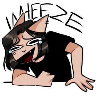 🤣 WHEEZE ゼーゼー, 笑い, 猫耳, 泣く, 漫画 whatsapp sticker