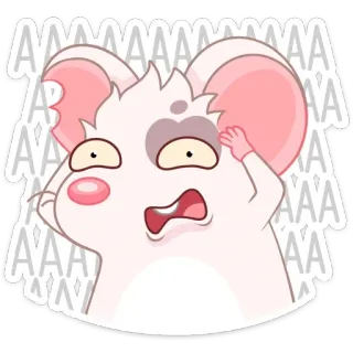 😬 AAAAAAA мышь, мультик, животное, страх, стресс, паника telegram sticker