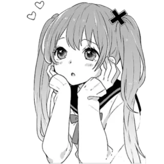 🤔 Аниме, Девушка, Милая, Манга, Школьная форма, Сердечки whatsapp sticker